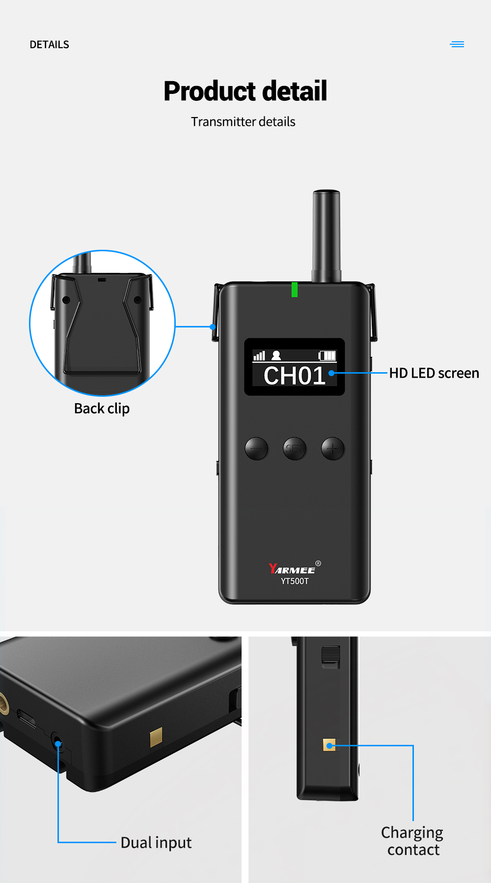 2.4G无线导游系统耳挂式接收器YT500